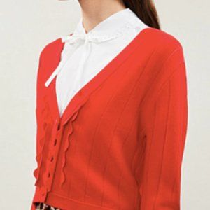 Claudie Pierlot Frill-detail stretch-knit cardigan